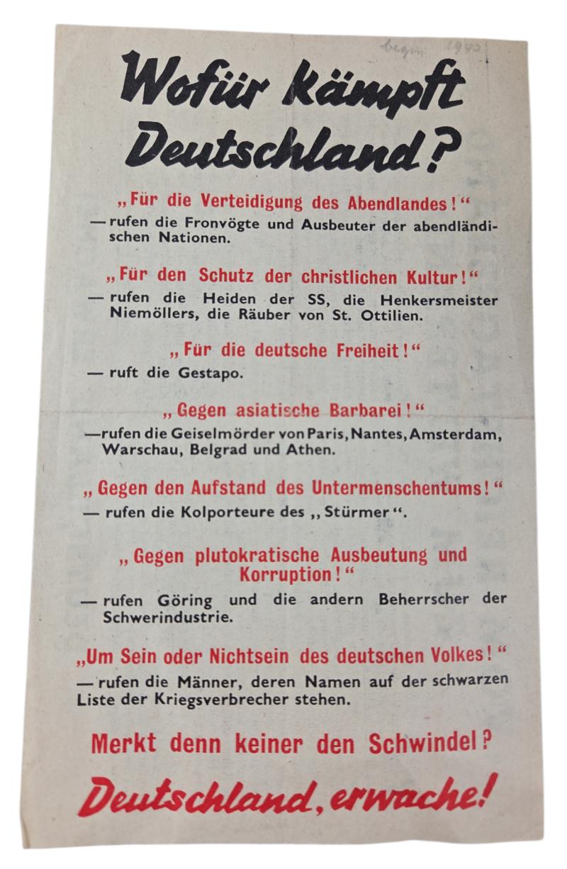 a american ww2 propaganda drop flyer in german language