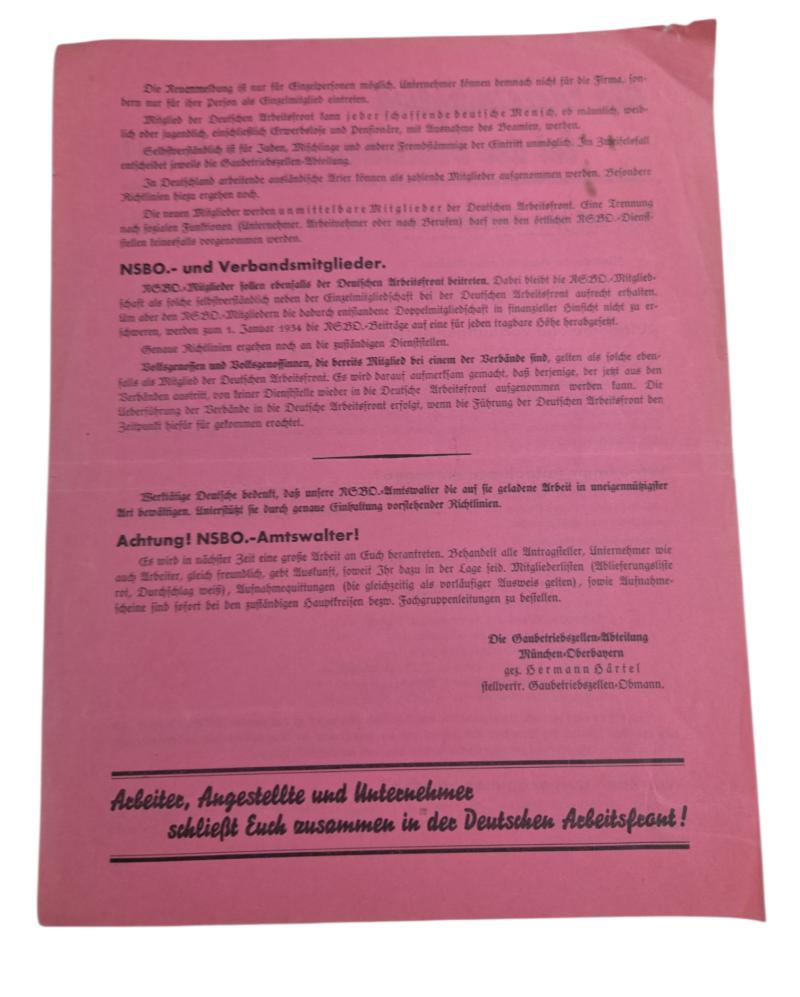 German Arbeitsfront document
