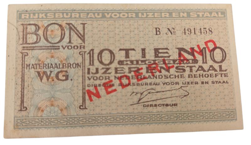 a Dutch receipt for 10 kilos of iron and steel