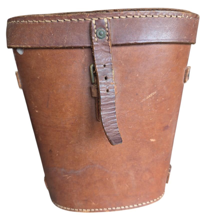 Large brown leather British binoculars bag