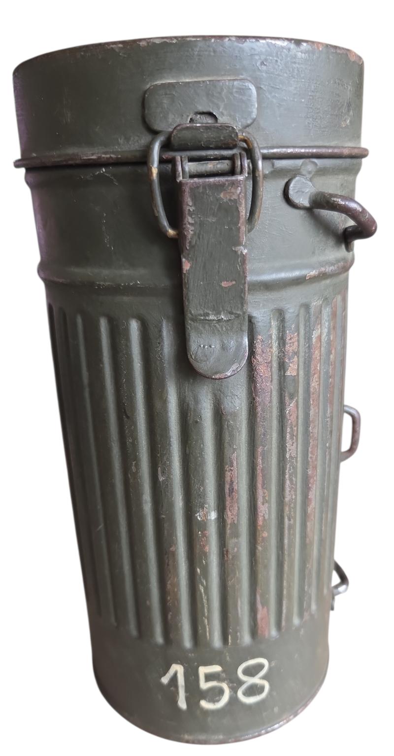 a German WW2 shorter gas mask canister